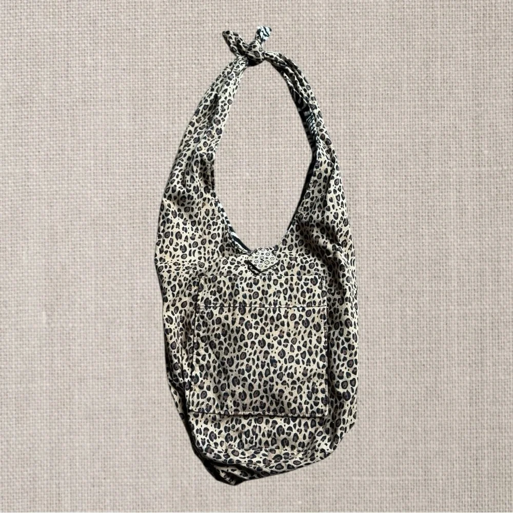 Hand-Crafted Reversible Hobo Bag with Button Closure
